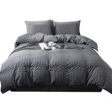 Washed Microfiber Textured Seersucker Duvet Cover Set